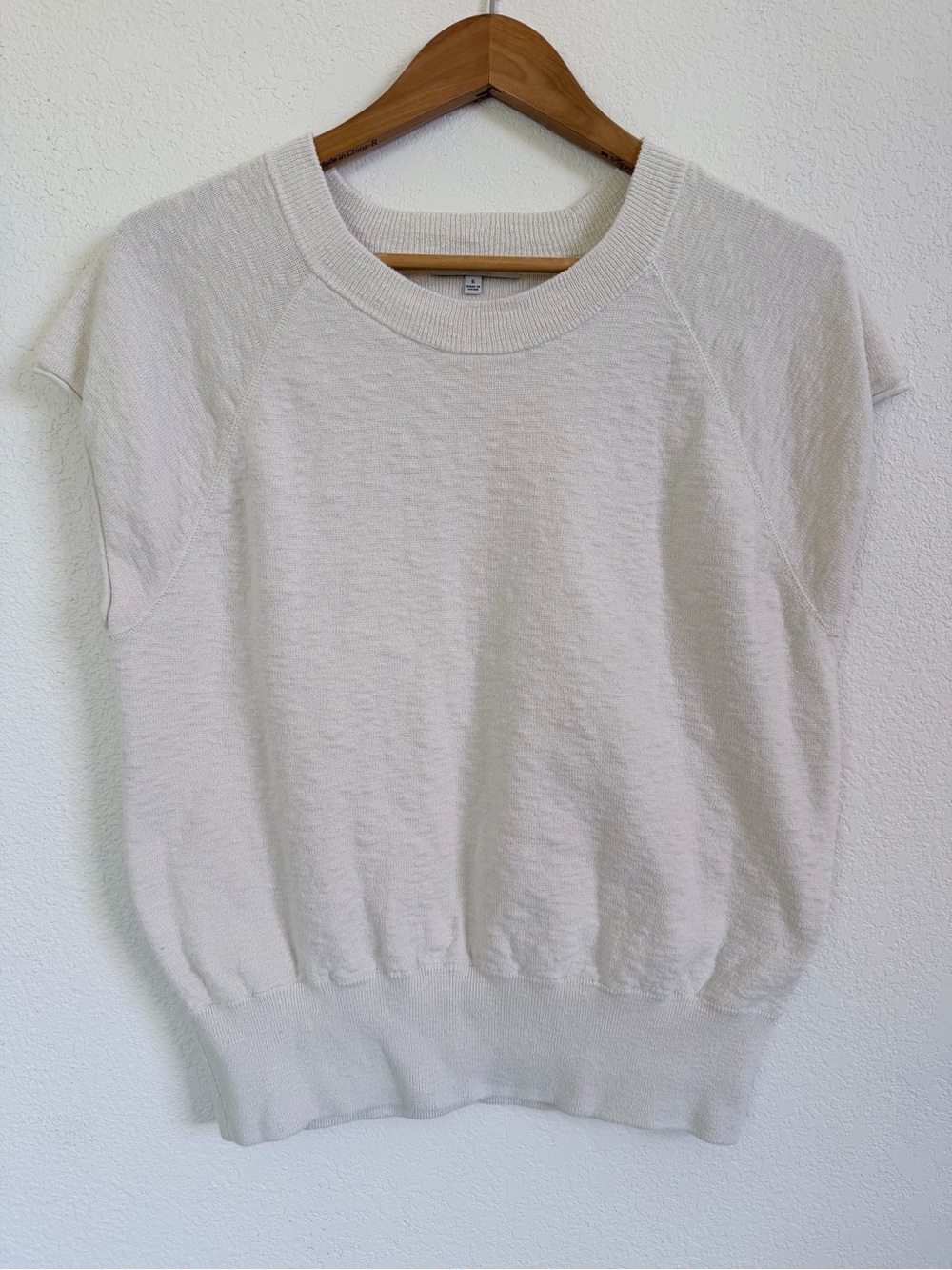 Madewell Cream Short Sleeve Crewneck Knit
